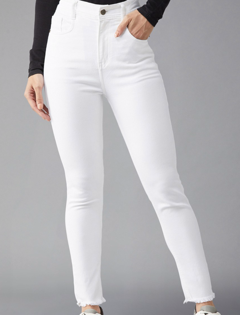 White regular denim jeans for women