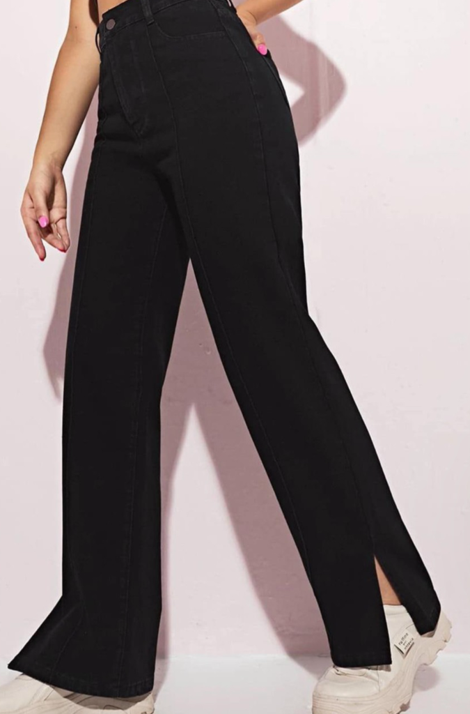 Black straight fit jeans for women