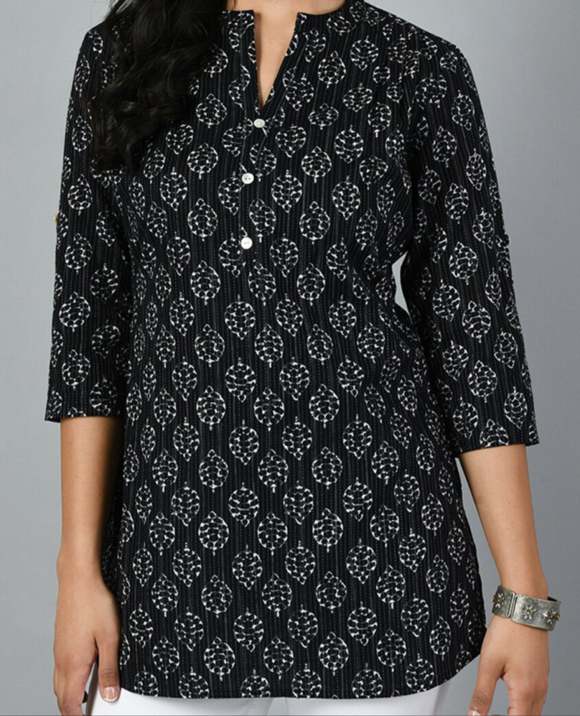 Black buttoned short kurti for women